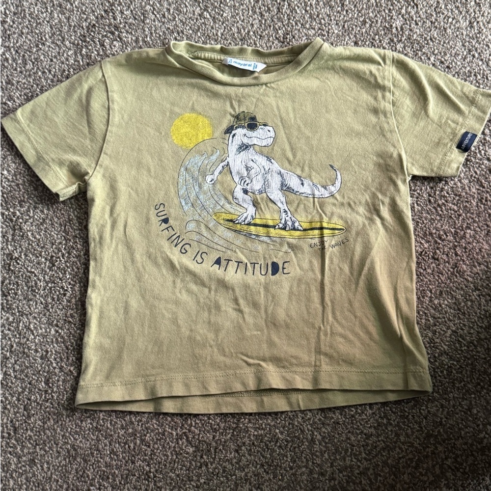 Mayoral Boys Green Dinosaur Graphic T-Shirt | Size 3T - Picture 2 of 3